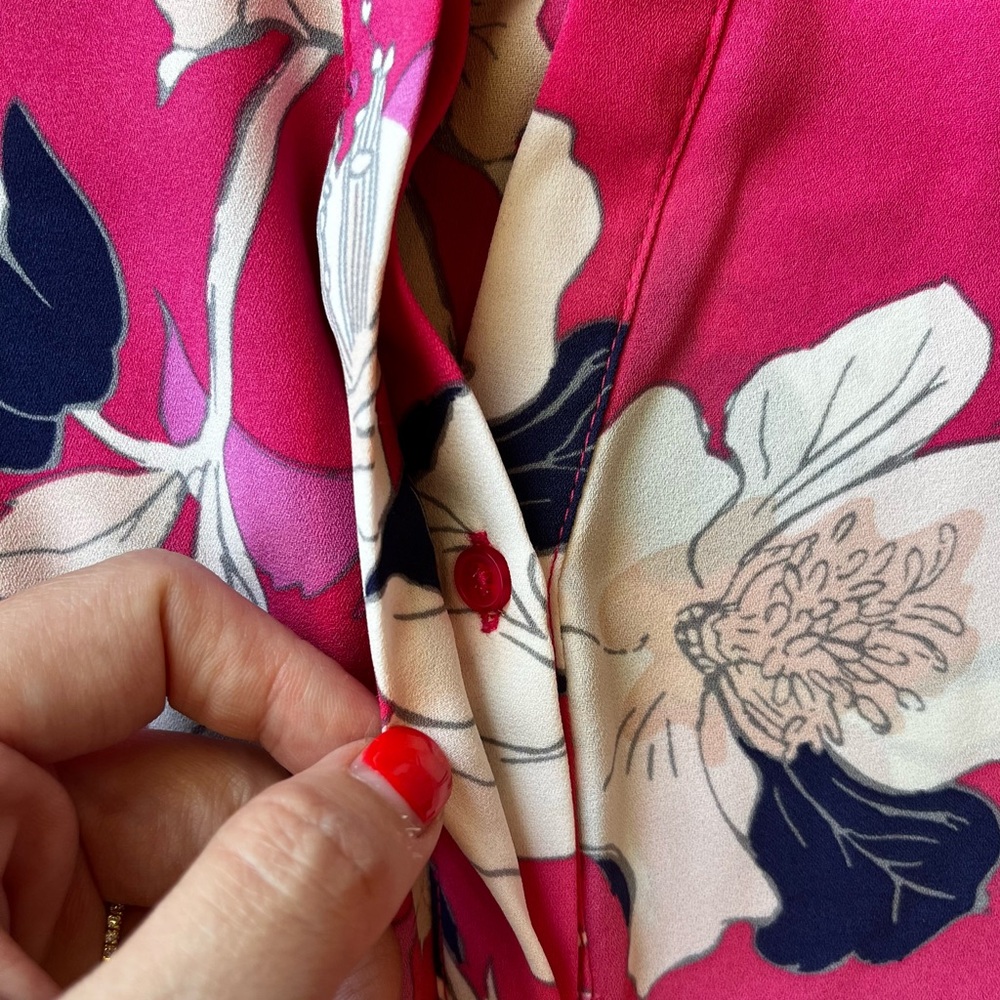Elaine Rose Women’s Sleeveless High Low Pink Floral Blouse Size Medium - Picture 4 of 6